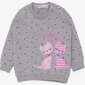 Resim Breeze Kız Bebek Sweatshirt Mutlu Kedicikler 4 Ay-1.5 Yaş, Gri Melanj-gri Melanj Gri Melanj 