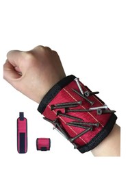 Resim AURİZEX Manyetik Vida Bilekliği Güçlü Mıknatıslı Bileklik, El Aleti Yardımcı Tutucu, Tamir ve Montaj kırmızı 