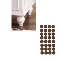 Resim Koyu Kahve Yuvarlak Keçe 24 mm 2 Paket Yapışkanlı Ayak Keçesi Zemin Koruyucu 