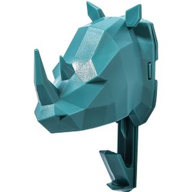 Resim Kosona Yeşil Gergi Rhino Şekilli Delik Açmayan Örtülü Abs Çekme Kanca - Duvar, Cephe, Banyo, Mutfak İçin 2 Kg Yük Kapasitesi 
