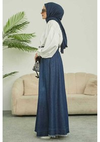 Resim 2215-denim Mevlana Düğmeli Etek Koyu Mavi Koyu Mavi 
