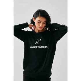 Resim Marsilyan Kadın Siyah Yay Burcu Oversize 2 Iplik Eşofman Ev Giyim Takımı 