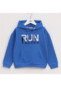 Resim Wanex Erkek Çocuk Uzun Kol Kalın Kapüşonlu Sweatshirt - 16014 Saks 