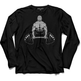 Resim Kendim Seçtim Gym Fıtness Halter Sporcu Vücut Bodybulding Uzun Kollu Tişört Baskılı Çocuk T-Shirt 