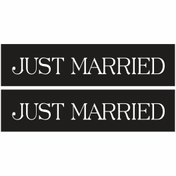 Resim liyanamoda Just Married Gelin Düğün Arabası Plaka Folyo Baskı Yapışkanlı 