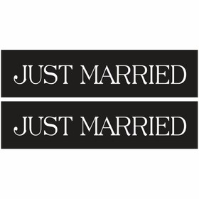 Resim liyanamoda Just Married Gelin Düğün Arabası Plaka Folyo Baskı Yapışkanlı 