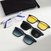Resim 1 Çift Gözlük + 3 Lens + Saklama Kutusu, Manyetik Metal Çerçeve, Değiştirilebilir Çok Renkli Lensler, Uniseks, Günlük Kullanım İçin İdeal, Şık Bilgisayar Gözlüğü, Yüksek Kaliteli Hediye Seçeneği 