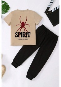 Resim Uyguntarz Çocuk Spirit Baskılı Alt - Üst Eşofman Takımı Bej 