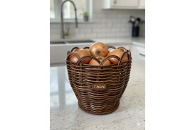 Resim Feyza Design El Işçiliği Kahverengi Orta Boy Rustik Mutfak Soğanlığı 
