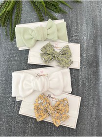 Resim pempem bandana Lovers Kız Bebek fiyonk detaylı Bandana Toka set 
