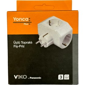 Resim Viko Üçlü Topraklı Fiş Priz Yonca Plus Beyaz (4 Adet) 