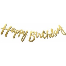 Resim Kaligrafi Banner Happy Birthday Gold 