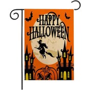 Resim Leezsing Hoş Geldiniz Bayrağı Çift Taraflı Baskı Bahçe Bayrağı Korku Desen Dikey Bayrak Perili Ev Cadılar Bayramı Partisi Bahçe Veranda Çim 