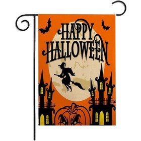 Resim Leezsing Hoş Geldiniz Bayrağı Çift Taraflı Baskı Bahçe Bayrağı Korku Desen Dikey Bayrak Perili Ev Cadılar Bayramı Partisi Bahçe Veranda Çim 