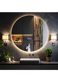 Resim Swirl Günışığı Lazer Kumlamalı Lavabo & Banyo Aynası Dokunmatik Sensörlü 60 X 60 