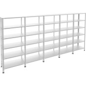 Resim Rafburada 6 Katlı 5'li Galvaniz Çelik Raf - Depo, Arşiv, Kiler, Dosya, Market Rafı - 43x60 cm-200 cm-0.70 mm 