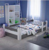 Resim Tuliplife Montessori Karyola Beyaz-antrasit 90x190 Yatak Uyumlu Oval Kesim Çocuk Yatağı-tlp307 