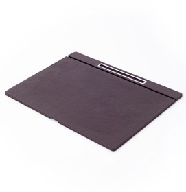 Resim Deri Kapaklı Masa Sümeni Kahve Krom Detaylı 50x35cm 