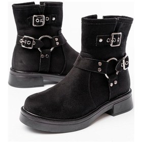 Resim 02-2013 Siyah Süet Toka Aksesuarlı Fermuarlı Günlük Kadın Bot Acı Kahverengi 