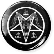 Resim Fizello Baphomet Pentagram. Goat Skull Buton Rozet 