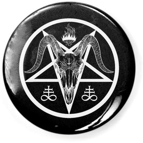 Resim Fizello Baphomet Pentagram. Goat Skull Buton Rozet 