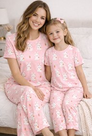 Resim PEMBİŞ HOMEWEAR Lana Rabbit Kısa Kollu Anne Kız Pijama Takımı 