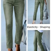 Resim Kadın Modası > Kıyafet ve Giyim - Bayanlar için Dar Paça Esnek Skini Kot Pantolon, Asker Yeşili Uzun Elastik Beli daralan paç Çok Yönlü Günüklik Rahat Malzeme Tüm Mevsimler İdeal 