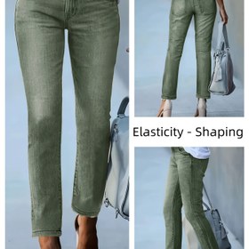 Resim Kadın Modası > Kıyafet ve Giyim - Bayanlar için Dar Paça Esnek Skini Kot Pantolon, Asker Yeşili Uzun Elastik Beli daralan paç Çok Yönlü Günüklik Rahat Malzeme Tüm Mevsimler İdeal 