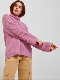 Resim Jjxx Balıkçı Yaka Rahat Kesim Pembe Kadın Kazak 12248446 Pembe 