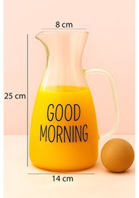 Resim Top Mantar Kapaklı Cam Sürahi - Borosilikat Cam 1500ml Lüks Karaf 