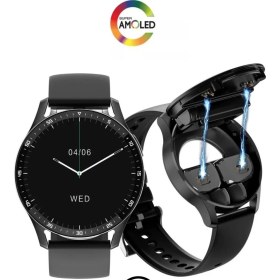 Resim UltraNova Deri kordonlu akıllı saat, GPS, NFC, Siri destekli, siyah, garanti ile teslim. 