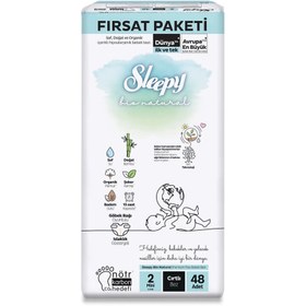 Resim Nessiworld Sleepy Bio Natural Bebek Bezi Fırsat Paketi 2 Beden 48 Adet 