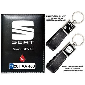 Resim Plakanıza Özel Seat Logolu Siyah Ruhsat Kabı Ve Anahtarlık 