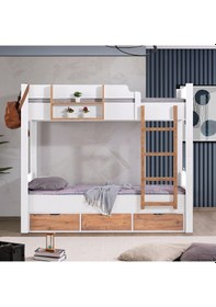 Resim Ranza Asya Ayrılabilir Çekmeceli Ranza - Beyaz Ceviz 