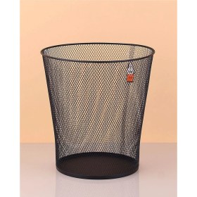 Resim Şık Siyah Metal ve Fileli Ofis Çöp Kovası, Kullanışlı Tasarım 
