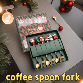 Resim 2/4/6 adet Noel Yaratıcı Paslanmaz Çelik Kaşık Kahve Karıştırma Kaşığı, Meyve Çatalı, Sevimli Kahve Kaşığı Seti, Paslanmaz Çelik Karıştırma Noel Kaşığı, Restoran Noel Partisi için uygun 