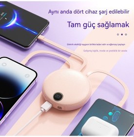 Resim Led Dijital Ekran Küçük Yuvarlak Paket Şarj Hazinesi, Güç Bankası, 10000/20000 Mililitre Dahil 10000 Mah Siyah 