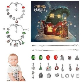 Resim Noel Advent Takvimi Charm Bileziği 24 Gün Geri Sayım Advent Takvimi 2 Diy Bilezikli Diy Noel Temalı Charm Boncuk 