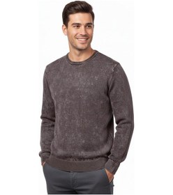 Resim Raymons Erkek Spor Sıfır Yaka Taşlama Yıkamalı Regular Fit Kazak Bgl-st04952 Kahverengi 