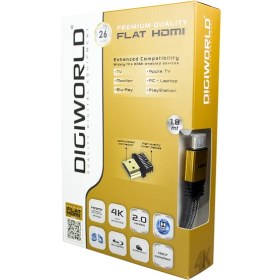 Resim Digiworld 4K HDMI Flat Kablo 26 Awg 2.0 Versiyon - 1.8m 