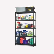 Resim Genel Markalar Regalux Titano 5 Katlı Plastik Raf 120x40x188 cm Siyah 