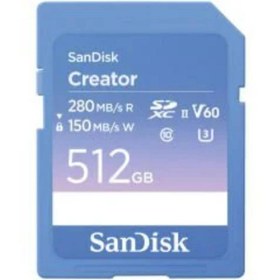 Resim SanDisk Creator 512GB SDSDXEP-512G-GNCIS 280MB/s UHS-II SDXC 6K-4K UHD V60 Hafıza Kartı 