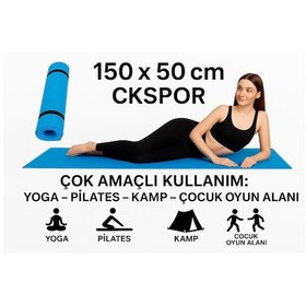 Resim Pilates Ve Yoga Matı Kaymaz Fitness Minderi, Evde Spor Ve Kardiyo Egzersiz Matı Mavi 