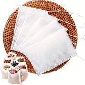 Resim Yeniden Kullanılabilir Dokusuz Çay Poşetleri Paketi - Gevşek Yaprak Çay, Çorba, Geleneksel Çin Tıbbı ve Baharatlar için Çok Amaçlı Filtre - Kolay Kullanım için İpli Kapatmalı Dayanıklı Kumaş, Çay Aksesuarları 