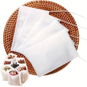 Resim Yeniden Kullanılabilir Dokusuz Çay Poşetleri Paketi - Gevşek Yaprak Çay, Çorba, Geleneksel Çin Tıbbı ve Baharatlar için Çok Amaçlı Filtre - Kolay Kullanım için İpli Kapatmalı Dayanıklı Kumaş, Çay Aksesuarları 