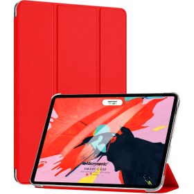 Resim Apple Ipad Pro 12.9'' 2021 5. Nesil Kılıf (a2378-a2461-a2379-a2462) Slim Translucent Back Smart Cover Kırmızı 