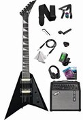 Resim Maxword DG-28BK-50AMP V Kasa Gül Klavye 2x Zebra Humbucker Manyetik 50W Amfili Elektro Gitar 