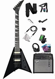 Resim Maxword DG-28BK-50AMP V Kasa Gül Klavye 2x Zebra Humbucker Manyetik 50W Amfili Elektro Gitar 