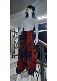 Resim Hint Otantik Yıkamalı Taşlanmış Patchwork Şalvar Pantolon 100 Cm Kırmızı 