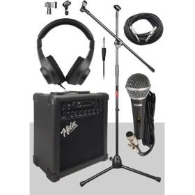 Resim Hepta Collection MGA-25BK-PAK Elektro Gitar Amfisi 25 Watt USB Bluetooth ve Şarjlı (Amfi Mikrofon Stand Kulaklık Jack 